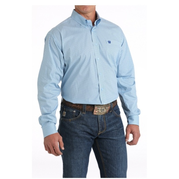 CINCH STRETCH LIGHT BLUE PRINT - MENS SHIRT - MTW1105798 Size XXL - Picture 2 of 6